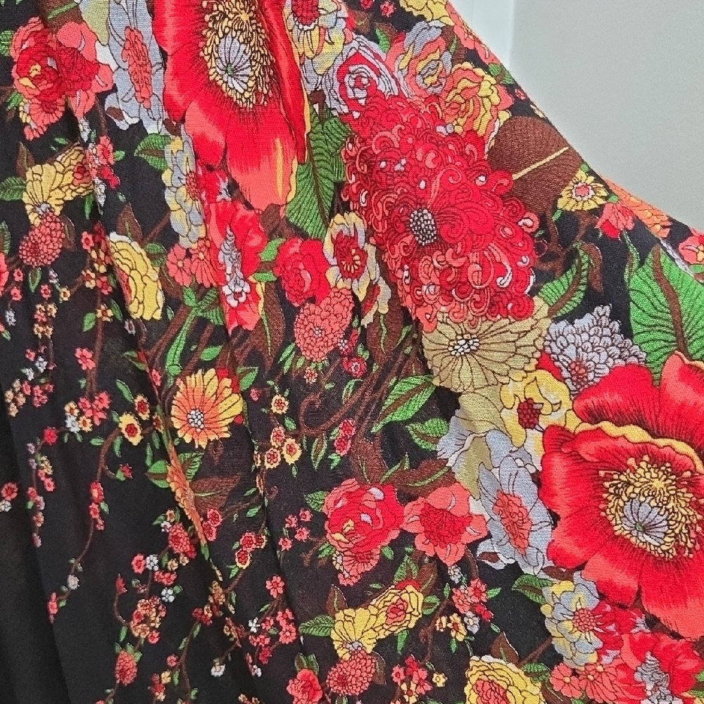 Boho Peasant Hippie Gypsy Floral High-Low Tie At The Waist Maxi Skirt - Picture 5 of 9
